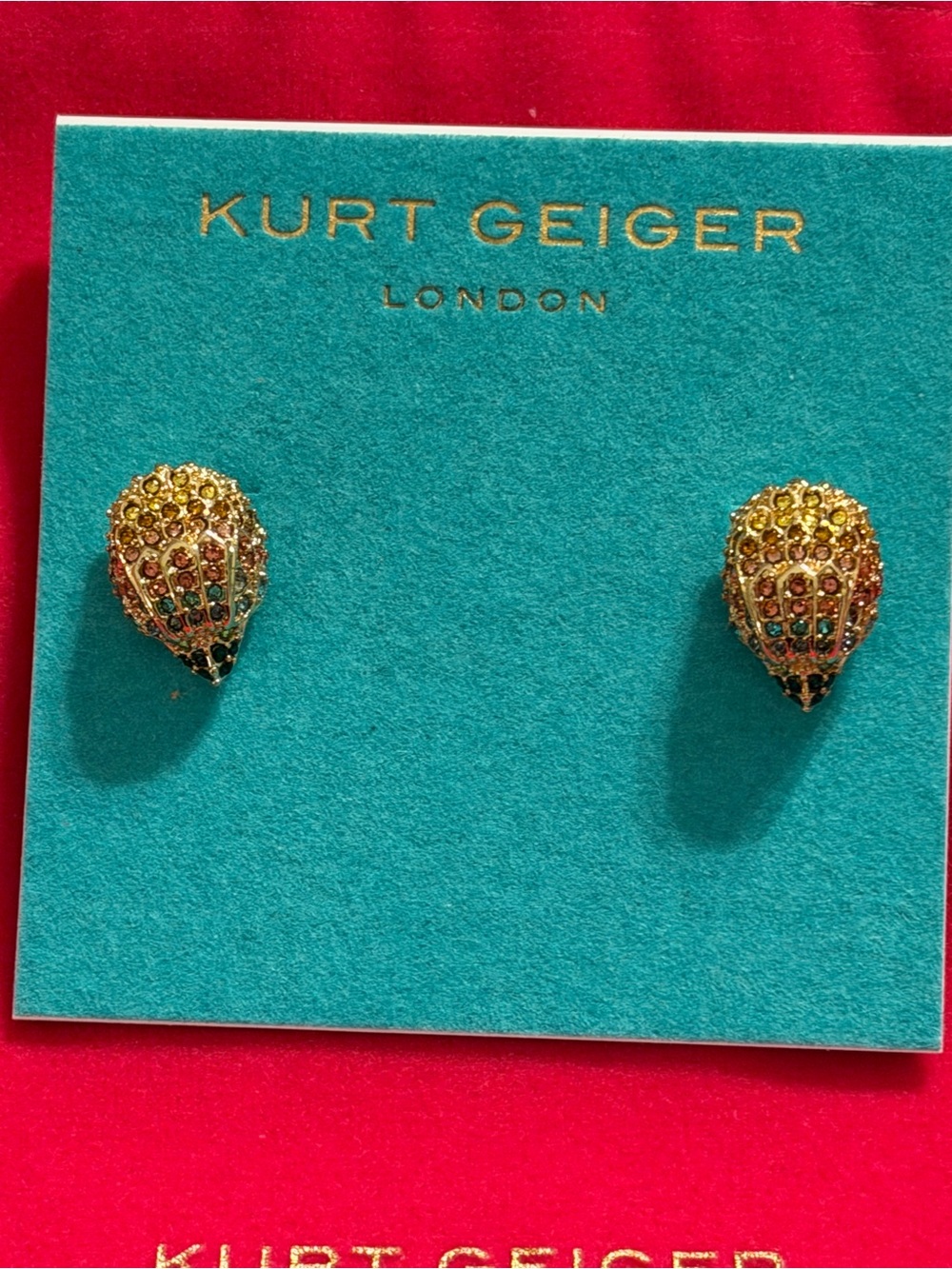 Kurt Geiger Gold-tone Multicolor Crystal Teardrop Stud Earrings